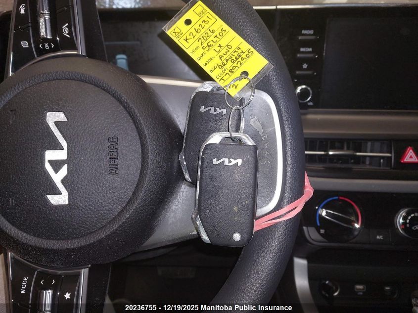 2026 Kia Seltos Lx VIN: KNDEPCAA2T7892905 Lot: 20236755