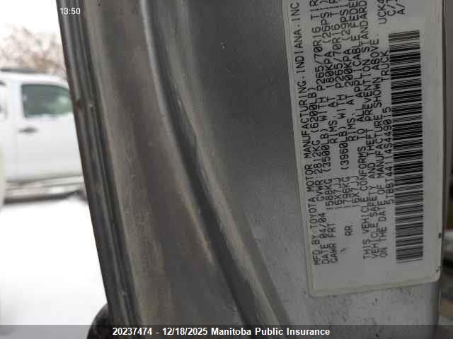 2004 Toyota Tundra Access Cab V8 VIN: 5TBBT44114S449015 Lot: 20237474