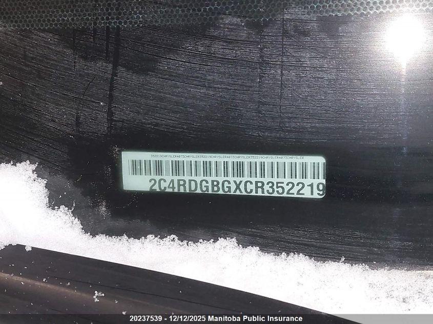 2012 Dodge Grand Caravan Se VIN: 2C4RDGBGXCR352219 Lot: 20237539