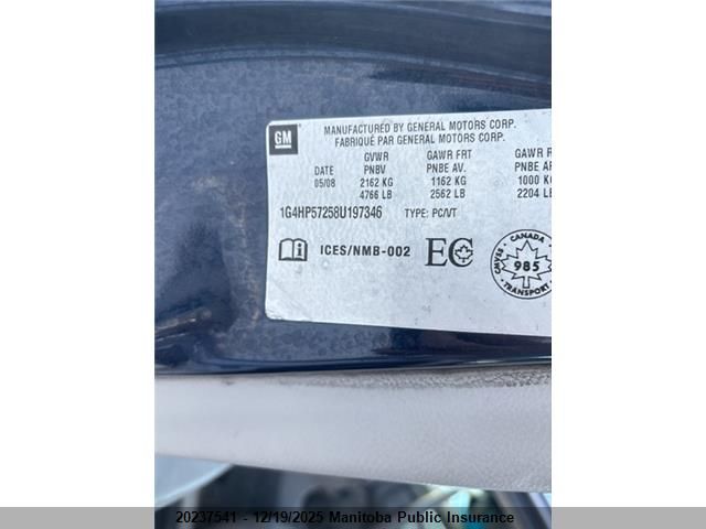 2008 Buick Lucerne Cx V6 VIN: 1G4HP57258U197346 Lot: 20237541