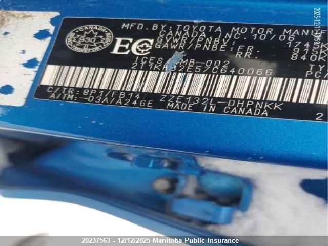 2007 Toyota Corolla Matrix Xr VIN: 2T1KR32E57C640066 Lot: 20237563