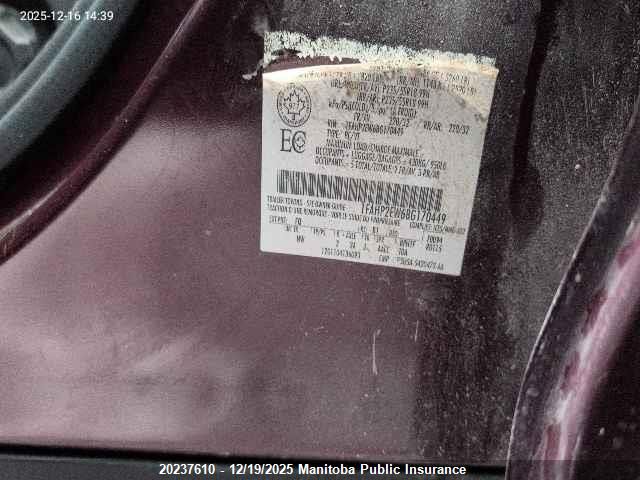 2011 Ford Taurus Sel VIN: 1FAHP2EW6BG170449 Lot: 20237610