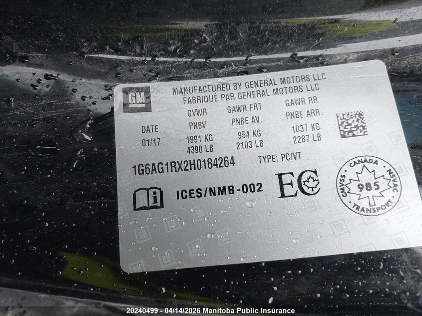 2017 Cadillac Ats Turbo VIN: 1G6AG1RX2H0184264 Lot: 20240499