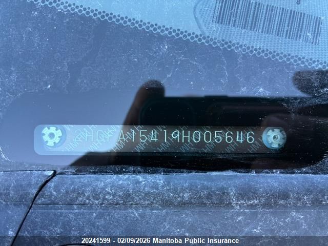 2009 Honda Civic Dx-G VIN: 2HGFA15419H005646 Lot: 20241599