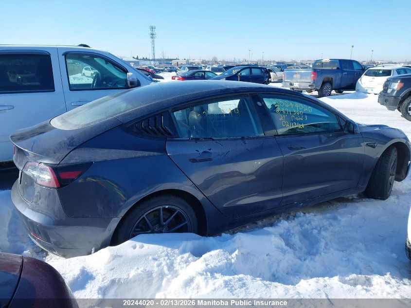 2021 Tesla Model 3 Standard Range Plus 50 VIN: 5YJ3E1EA3MF871360 Lot: 20244020