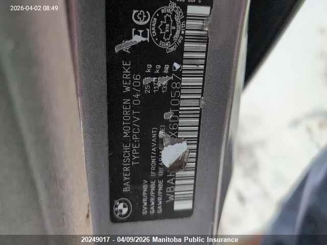 2006 BMW 750I VIN: WBAHL835X6DT05875 Lot: 20249017