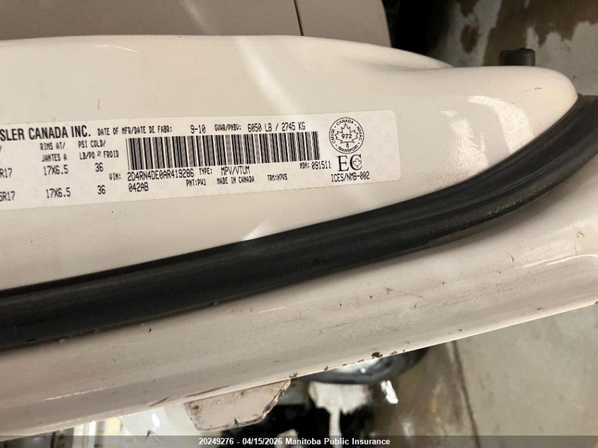 2010 Dodge Grand Caravan Se VIN: 2D4RN4DE0AR419286 Lot: 20249276