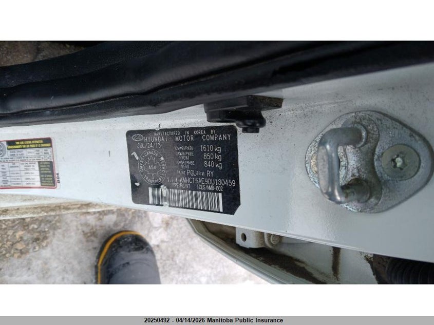 2013 Hyundai Accent Gl VIN: KMHCT5AE9DU130459 Lot: 20250492