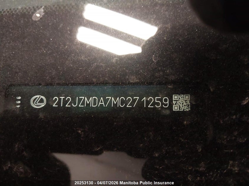 2021 Lexus Rx350 VIN: 2T2JZMDA7MC271259 Lot: 20253130