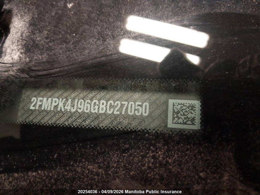 2016 Ford Edge Sel VIN: 2FMPK4J96GBC27050 Lot: 20254036