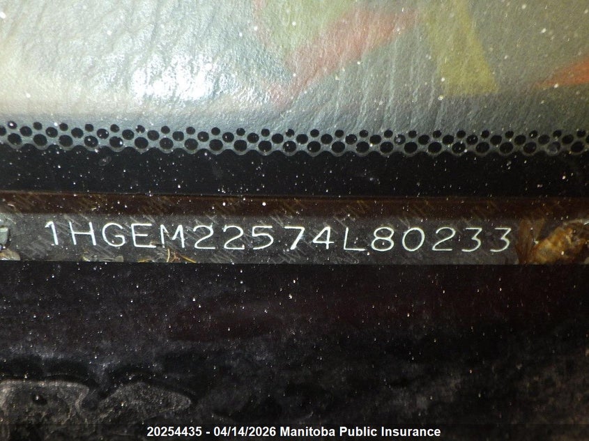 2004 Honda Civic Lx VIN: 1HGEM22574L802338 Lot: 20254435