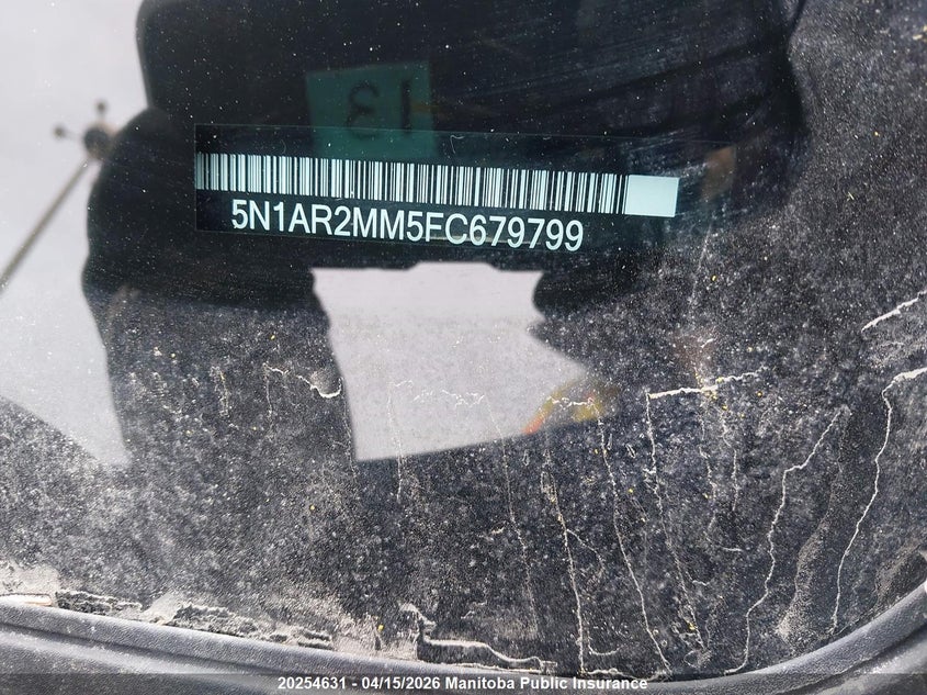 2015 Nissan Pathfinder Sl VIN: 5N1AR2MM5FC679799 Lot: 20254631