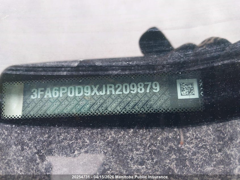 2018 Ford Fusion Titanium VIN: 3FA6P0D9XJR209879 Lot: 20254731