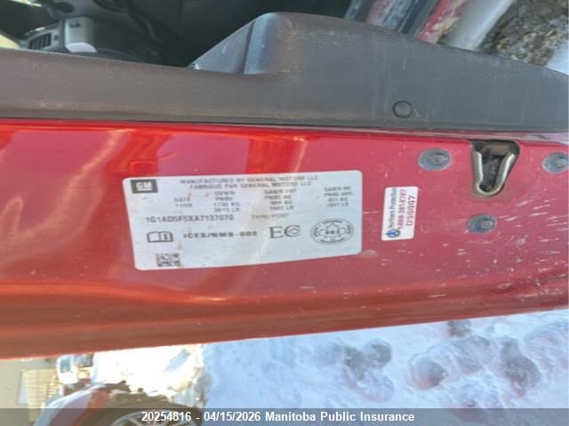 2010 Chevrolet Cobalt Lt VIN: 1G1AD5F5XA7137070 Lot: 20254816