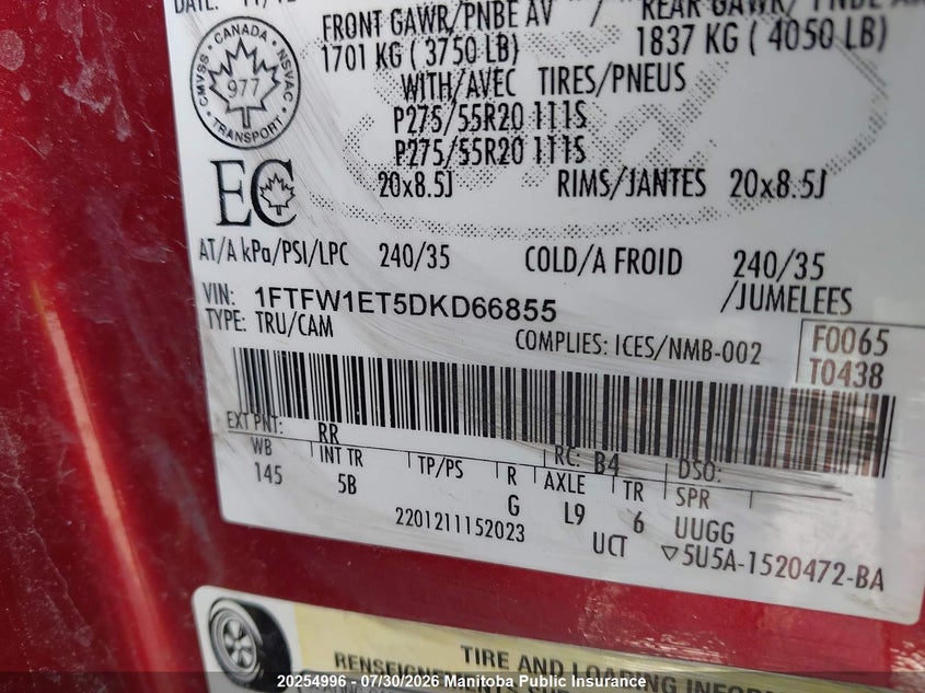 2013 FORD F150 FX4 SUPERCREW PICKUP GAS