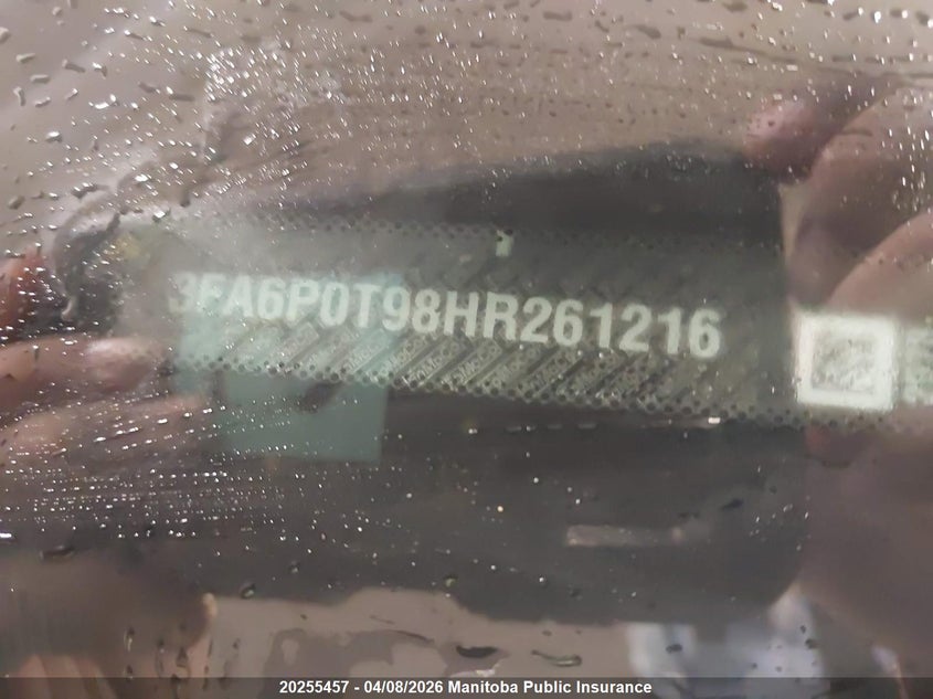 2017 Ford Fusion Se VIN: 3FA6P0T98HR261216 Lot: 20255457