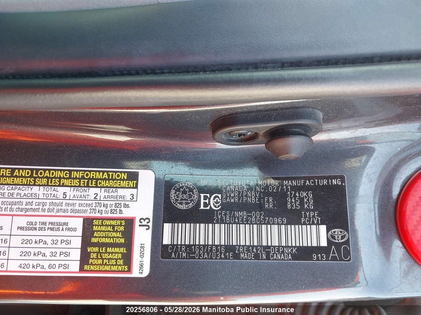 2011 Toyota Corolla Le grey Lot 111020256806 Vin 2T1BU4EE2BC570969
