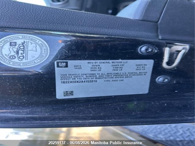 2010 PONTIAC G6 CABRIO 3.5L V6 FI DOHC 24V NF4