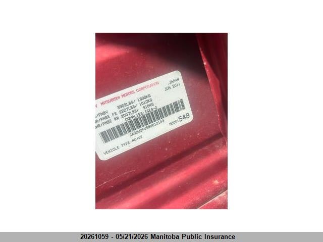 2011 Mitsubishi Lancer Se VIN: JA32U2FU5BU612143 Lot: 20261059
