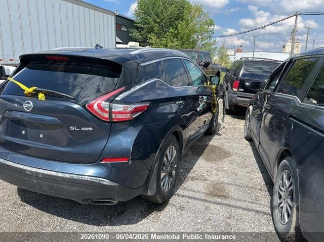 Vin: 5n1az2mh6fn223706, lot: 10272074, nissan murano sl 20154