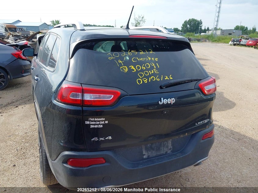 Vin: 1c4pjmds8ew306091, lot: 10276196, jeep cherokee limited 20143