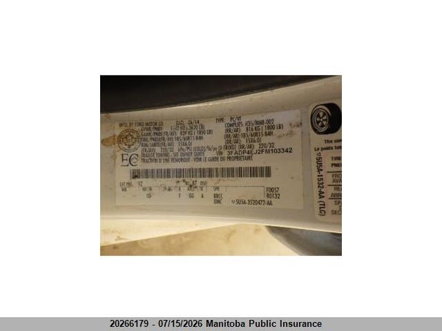 2015 Ford Fiesta Se VIN: 3FADP4EJ2FM103342 Lot: 20266179