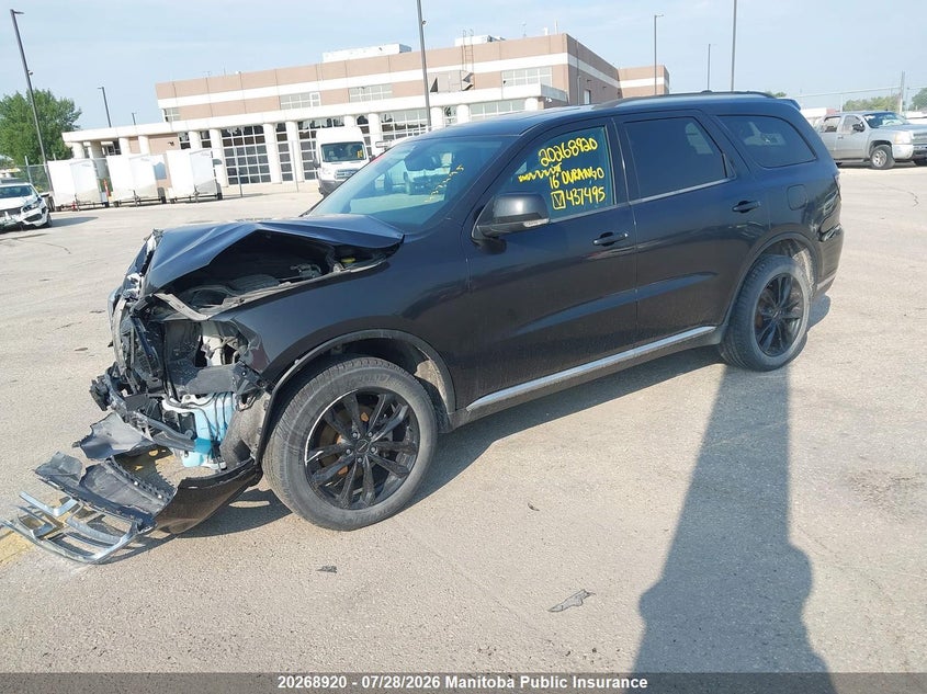 Vin: 1c4rdjdg9gc437495, lot: 10279904, dodge durango limited 20162