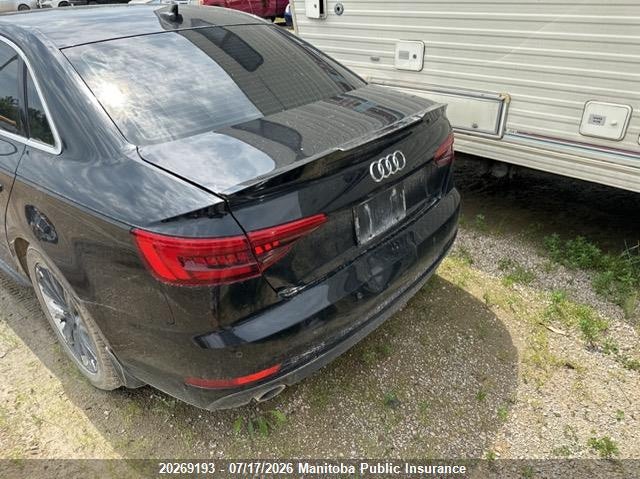 2017 AUDI A4 SEDAN 2.0L I4 FI DOHC 16V NF4