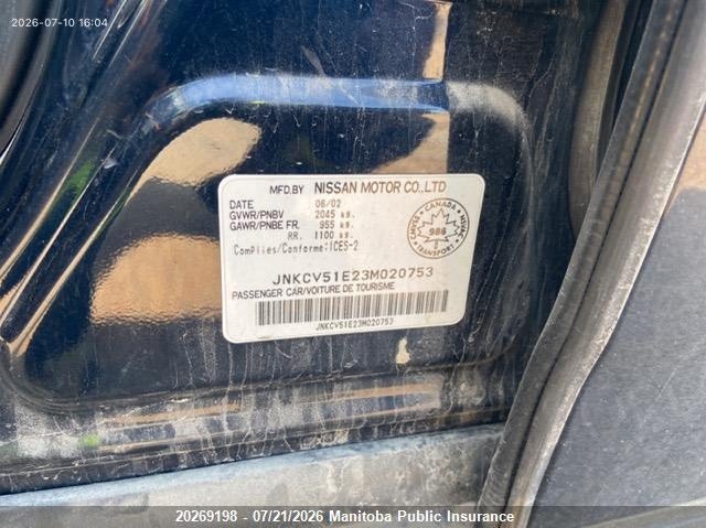 2003 Infiniti G35 Premium VIN: JNKCV51E23M020753 Lot: 20269198