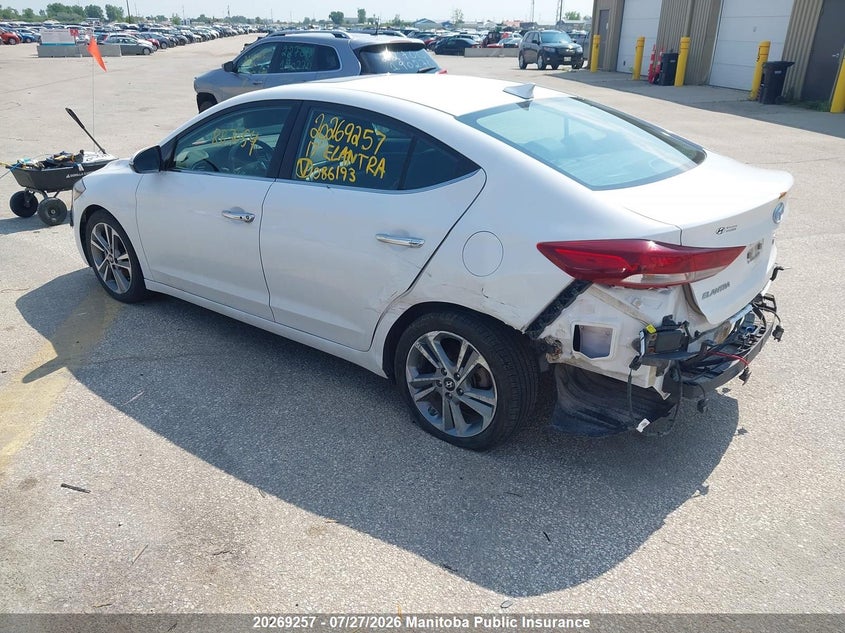 Vin: kmhd84lf1hu086193, lot: 10280241, hyundai elantra limited 20173