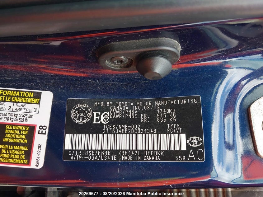 2013 TOYOTA COROLLA SEDAN GAS