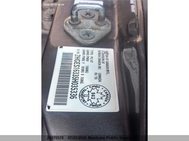 2005 Honda Civic Ex VIN: 2HGES16335H035336 Lot: 20270578