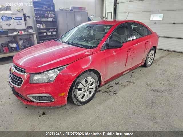 Vin: 1g1pm5sh4f7193698, lot: 10282227, chevrolet cruze ls 20152