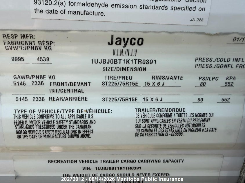 2019 OTHER JAYCO JAYCO TRAILER N/A