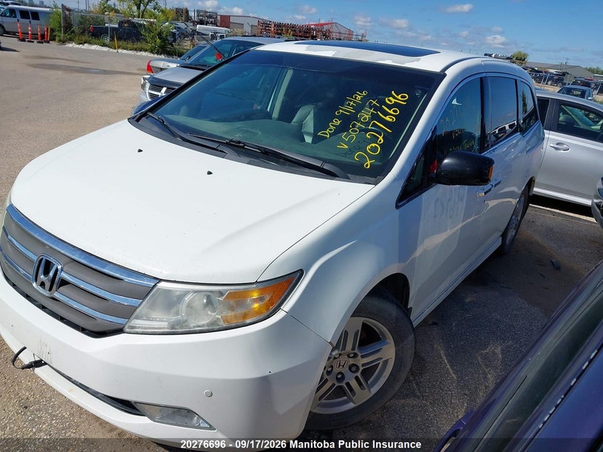 Vin: 5fnrl5h9xbb507247, lot: 10287680, honda odyssey touring 20112