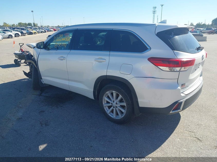 Vin: 5tdjzrfh1hs515187, lot: 10288097, toyota highlander xle v6 20173