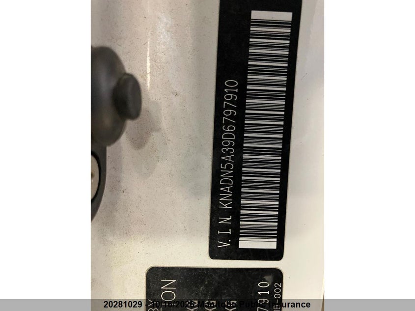Vin: knadn5a39d6797910, lot: 10292013, kia rio 5 lx 20133