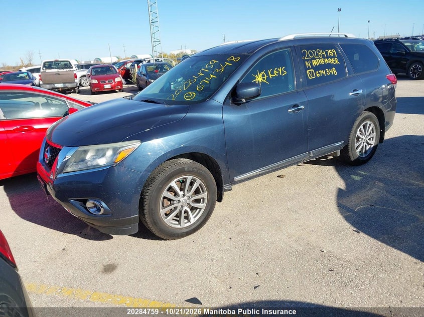 Vin: 5n1ar2mm4ec674348, lot: 10295743, nissan pathfinder sl 20142