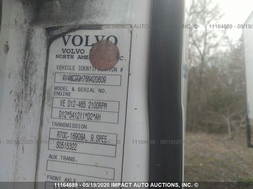 2006 Volvo Vn L VIN: 4V4NC9GH76N420609 Lot: 11164689