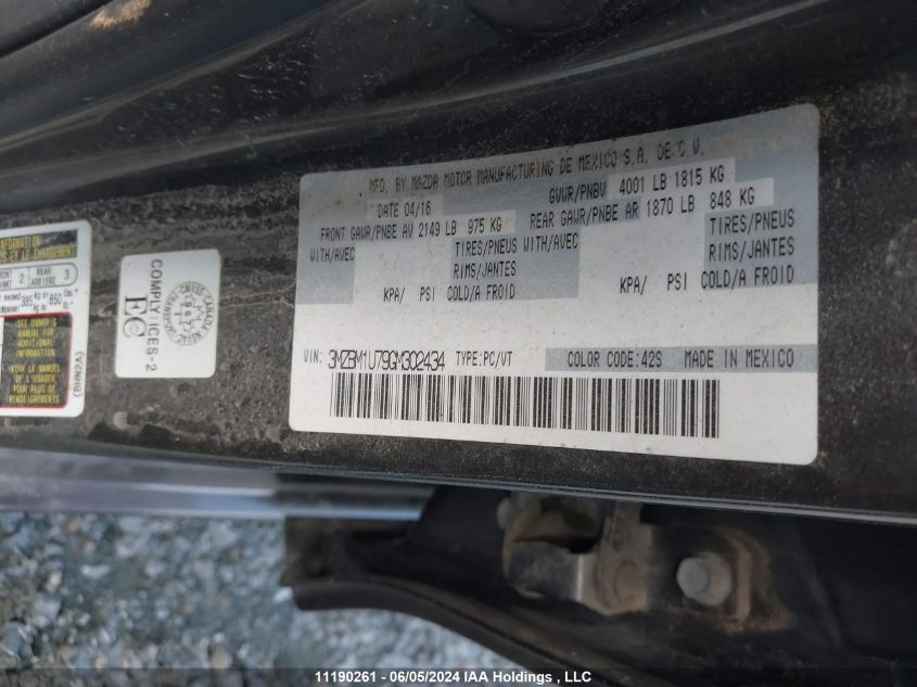 2016 Mazda 3 Sport VIN: 3MZBM1U79GM302434 Lot: 11190261