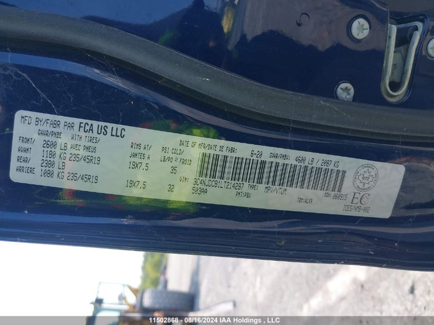 2020 Jeep Compass Limited VIN: 3C4NJDCB1LT214297 Lot: 11502868