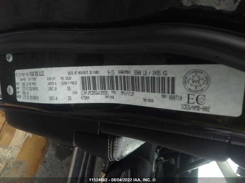 2016 Jeep Cherokee VIN: 1C4PJMCB5GW129391 Lot: 11524982