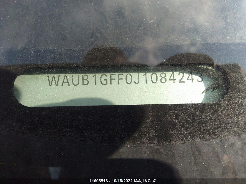 2018 Audi S3 Premium Plus VIN: WAUB1GFF0J1084243 Lot: 11605516