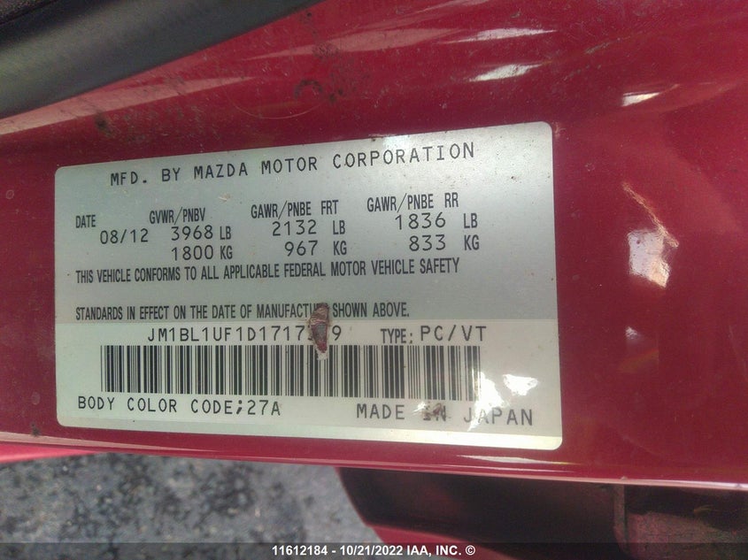 2013 Mazda 3 I VIN: JM1BL1UF1D1717379 Lot: 11612184