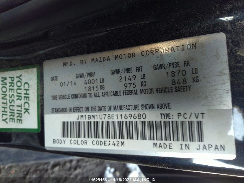 2014 Mazda 3 Sport VIN: JM1BM1U78E1169680 Lot: 11625156