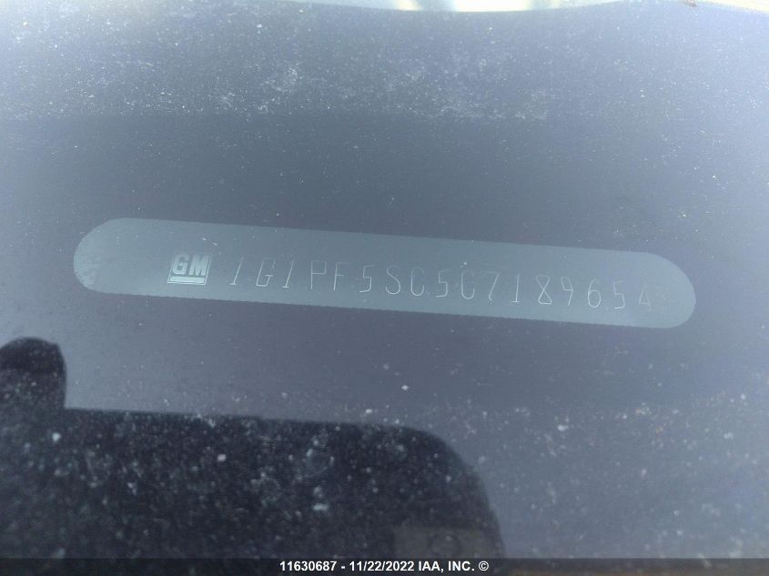 2012 Chevrolet Cruze Lt VIN: 1G1PF5SC5C7189654 Lot: 11630687