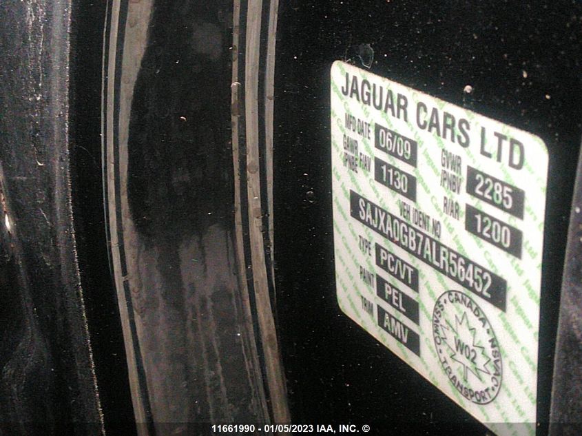 2010 Jaguar Xf Premium VIN: SAJXA0GB7ALR56452 Lot: 11661990