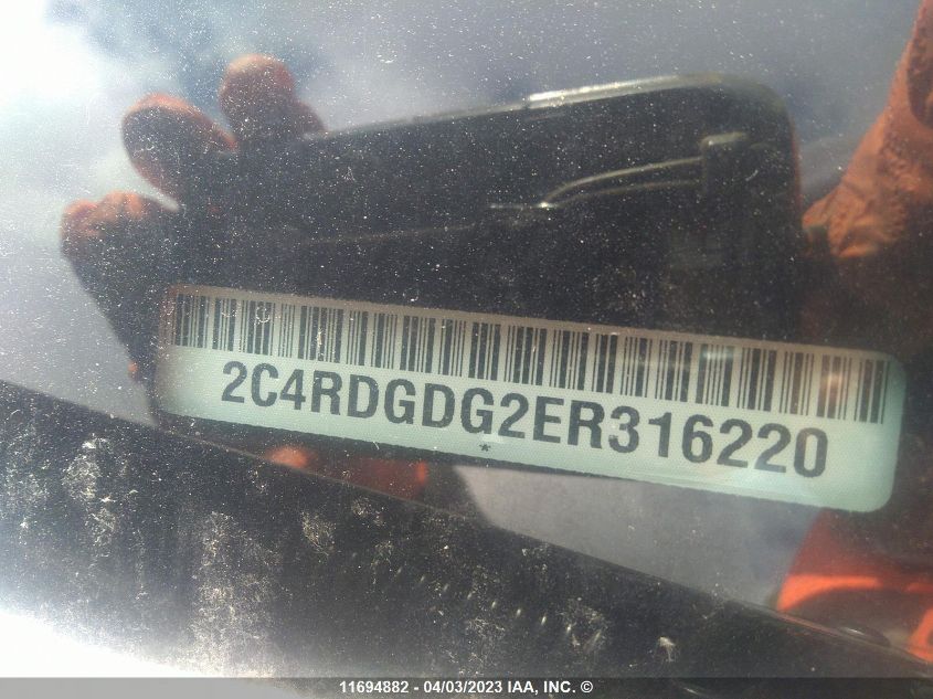 2014 Dodge Grand Caravan Crew VIN: 2C4RDGDG2ER316220 Lot: 11694882