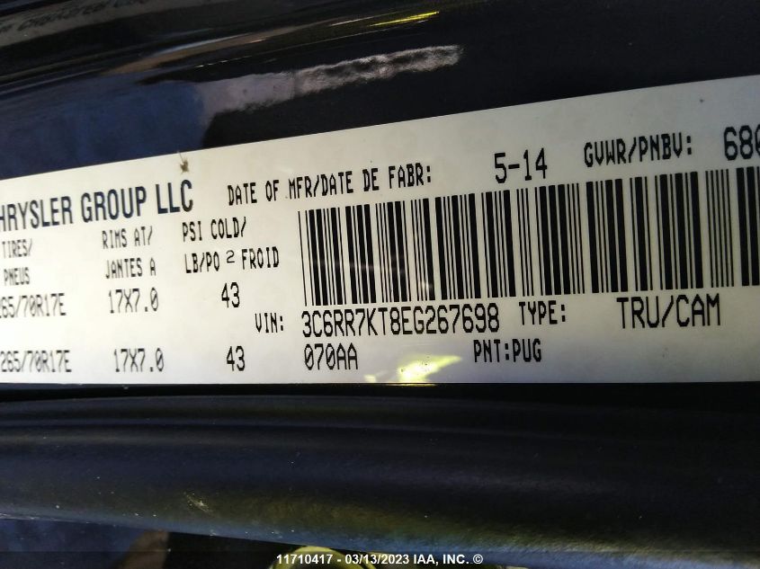 2014 Ram 1500 St VIN: 3C6RR7KT8EG267698 Lot: 11710417