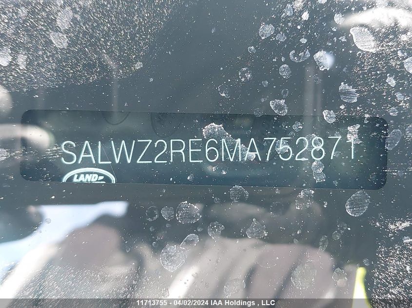 2021 Land Rover Range Rover Sport Svr/Svr Carbon Edition VIN: SALWZ2RE6MA752871 Lot: 11713755